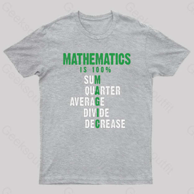 Mathematics Is 100% Magic Statistic Calculus Nerd T-Shirt Grey / S