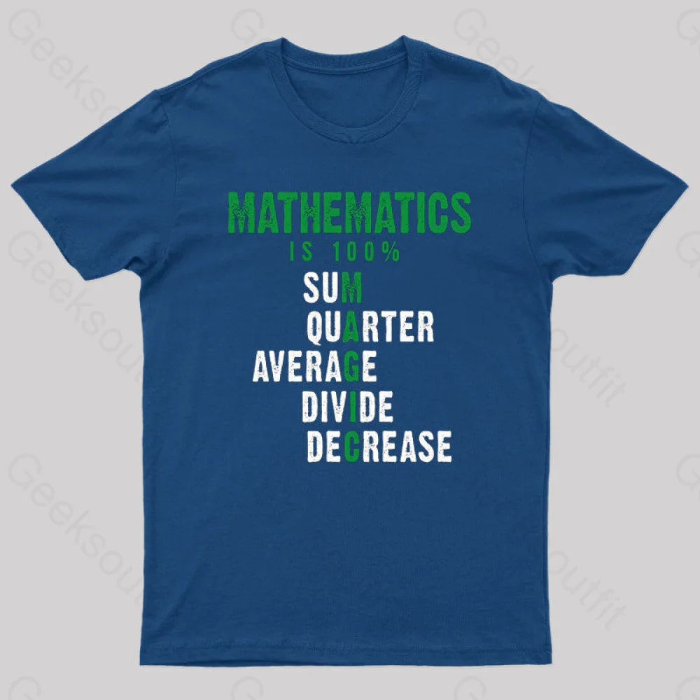 Mathematics Is 100% Magic Statistic Calculus Nerd T-Shirt Navy / S