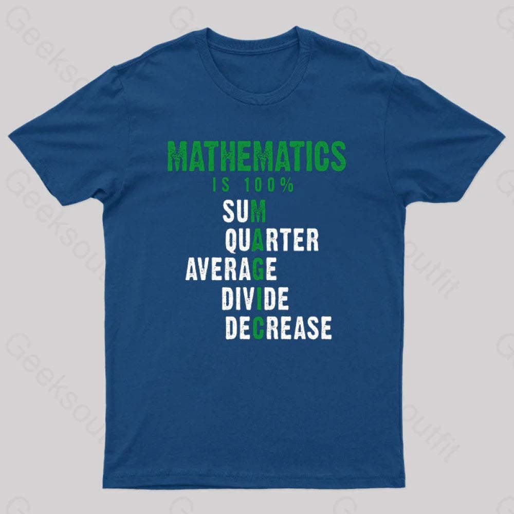 Mathematics Is 100% Magic Statistic Calculus Nerd T-Shirt Navy / S