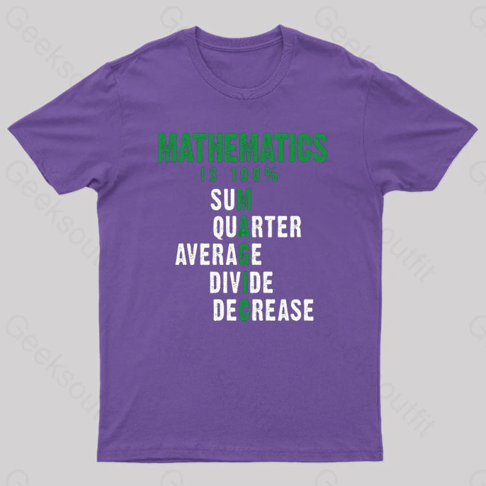 Mathematics Is 100% Magic Statistic Calculus Nerd T-Shirt Purple / S