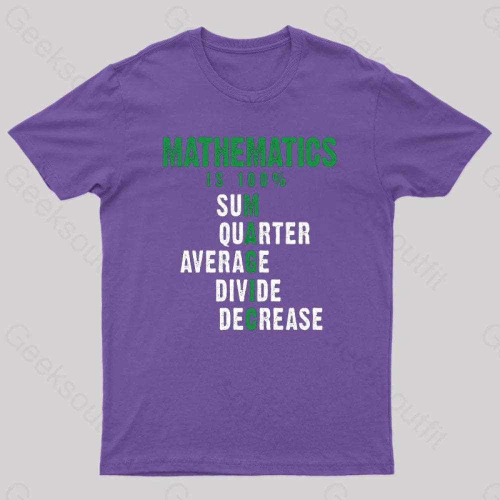 Mathematics Is 100% Magic Statistic Calculus Nerd T-Shirt Purple / S