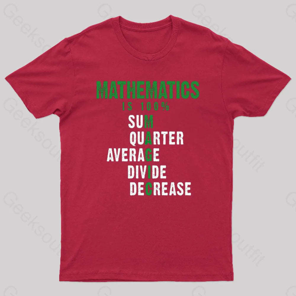 Mathematics Is 100% Magic Statistic Calculus Nerd T-Shirt Red / S
