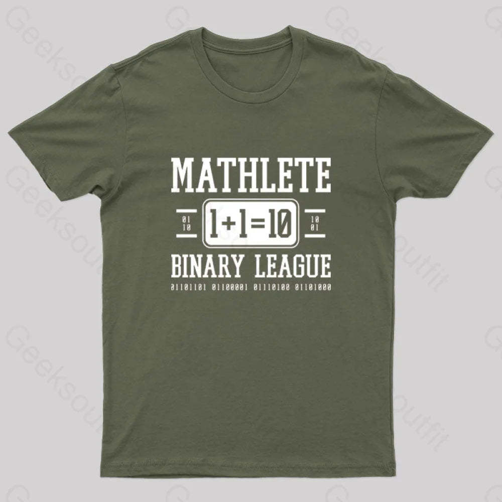 Mathlete Binary League Nerd T-Shirt Army Green / S