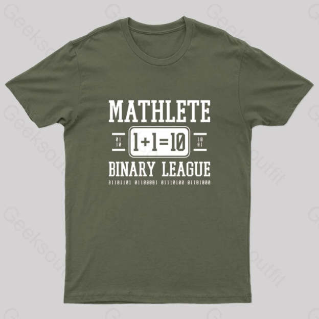 Mathlete Binary League Nerd T-Shirt Army Green / S