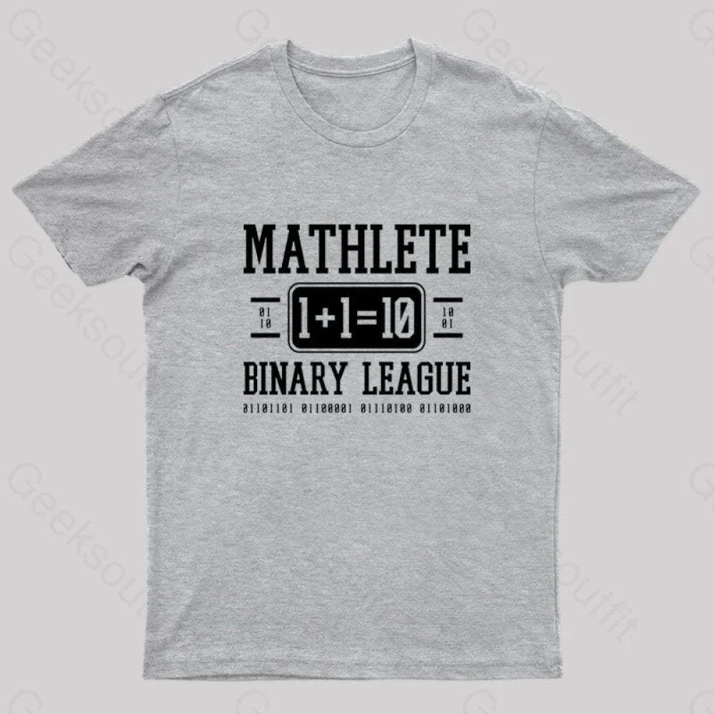 Mathlete Binary League Nerd T-Shirt Grey / S