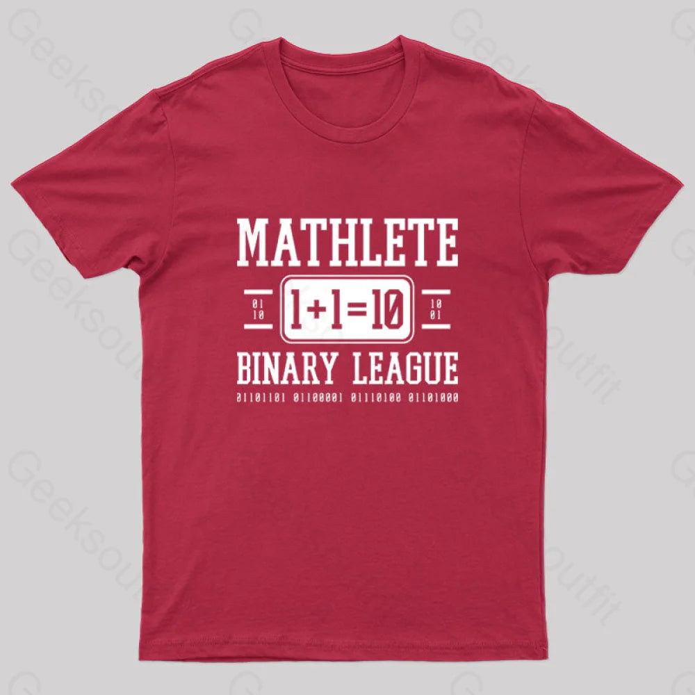 Mathlete Binary League Nerd T-Shirt Red / S