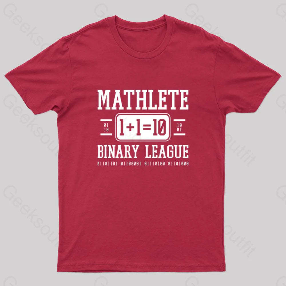 Mathlete Binary League Nerd T-Shirt Red / S