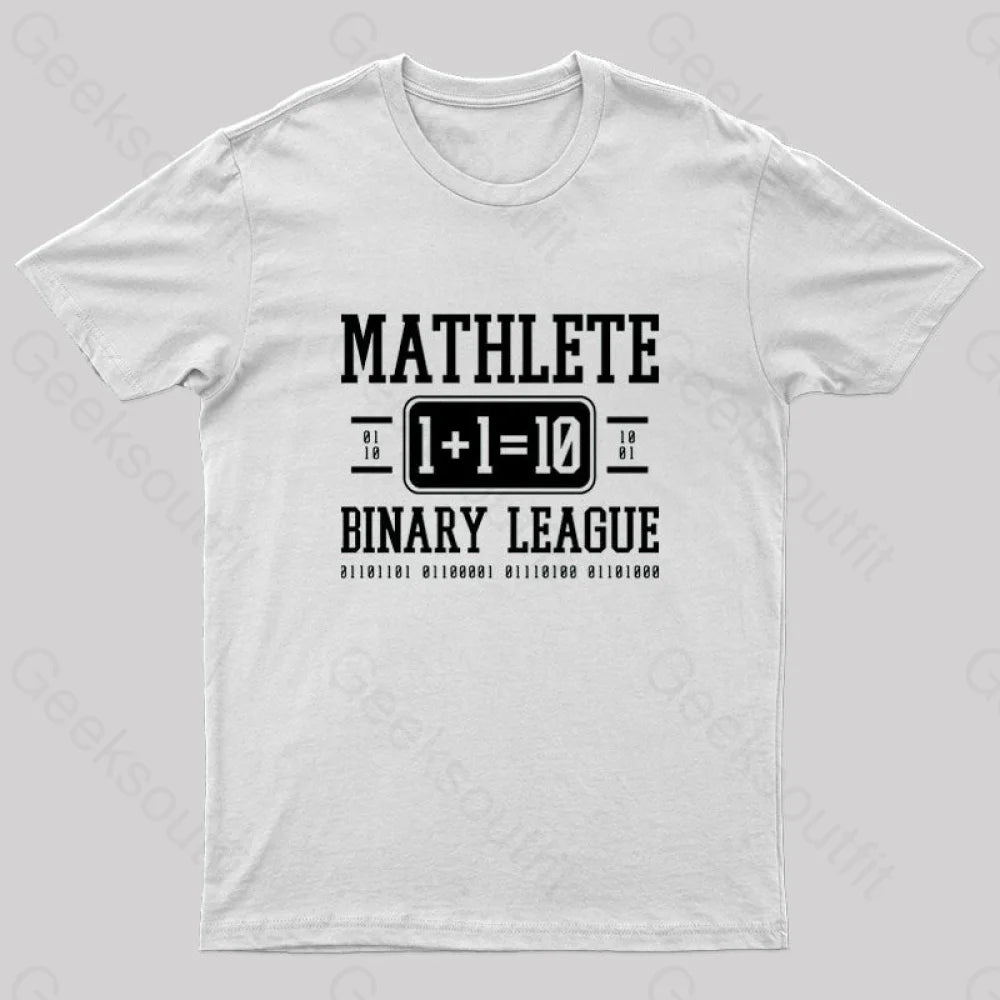 Mathlete Binary League Nerd T-Shirt White / S