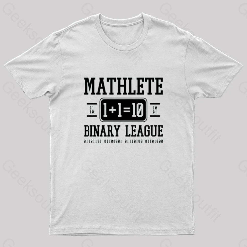 Mathlete Binary League Nerd T-Shirt White / S