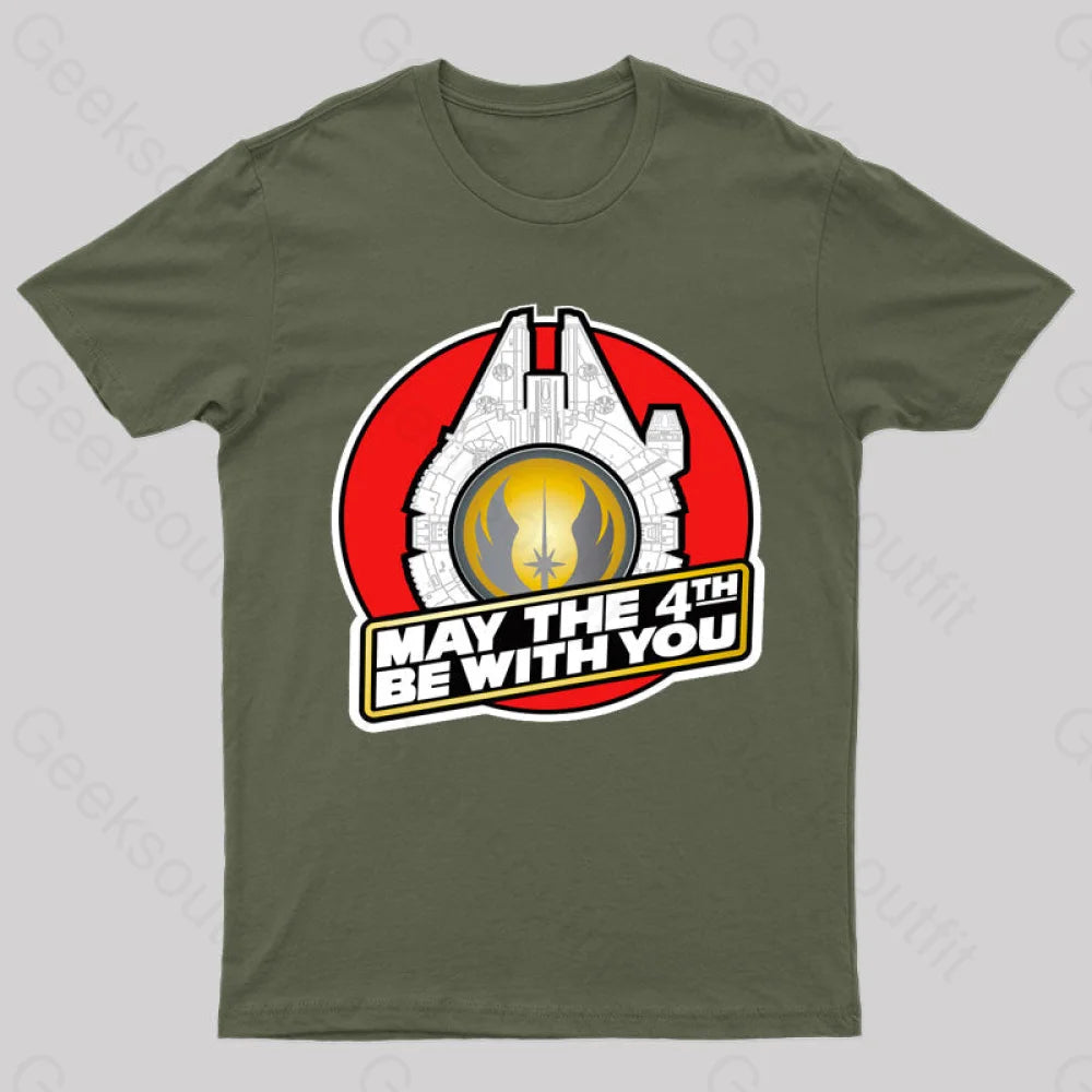 May The 4Th Be With Nerd T-Shirt Army Green / S