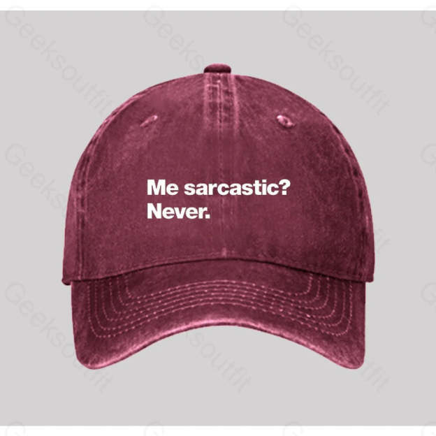 Me Sarcastic? Never Washed Vintage Baseball Cap Red