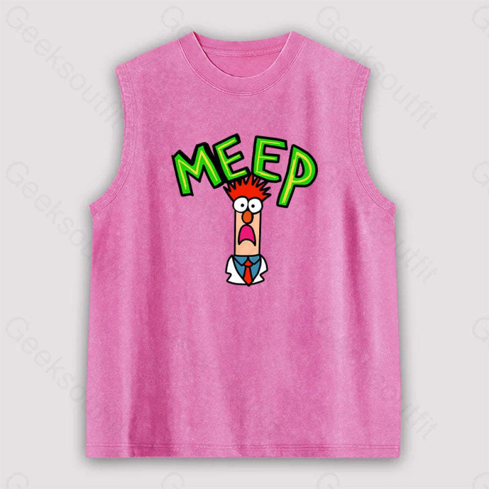 Meep Muppet Beaker Unisex Washed Tank Pink / S