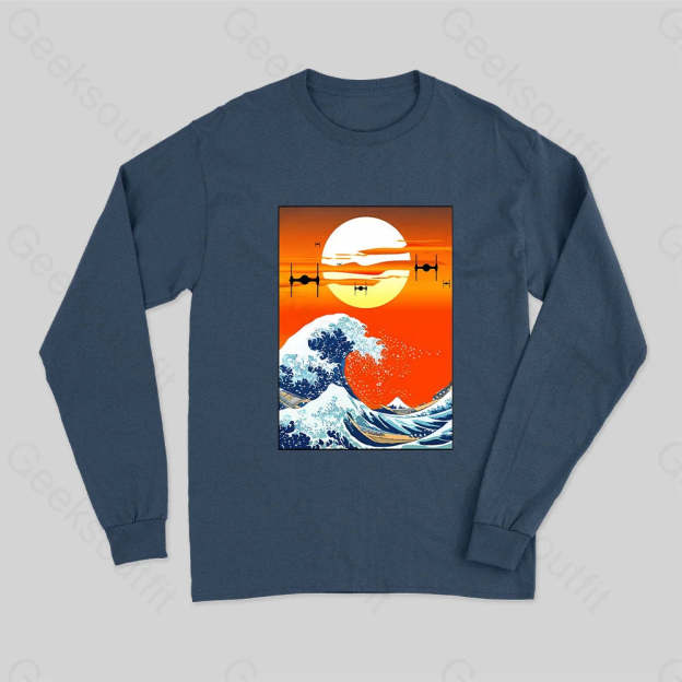 Meets Hokusai Long Sleeve T-Shirt Navy / S