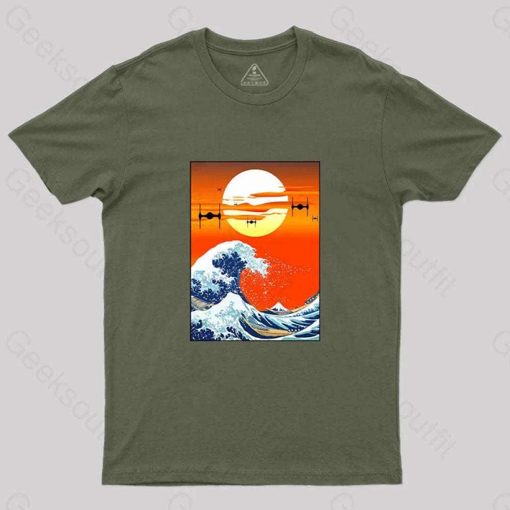 Meets Hokusai T-Shirt Army Green / S