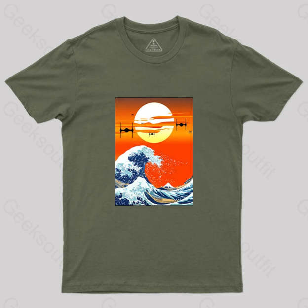 Meets Hokusai T-Shirt Army Green / S