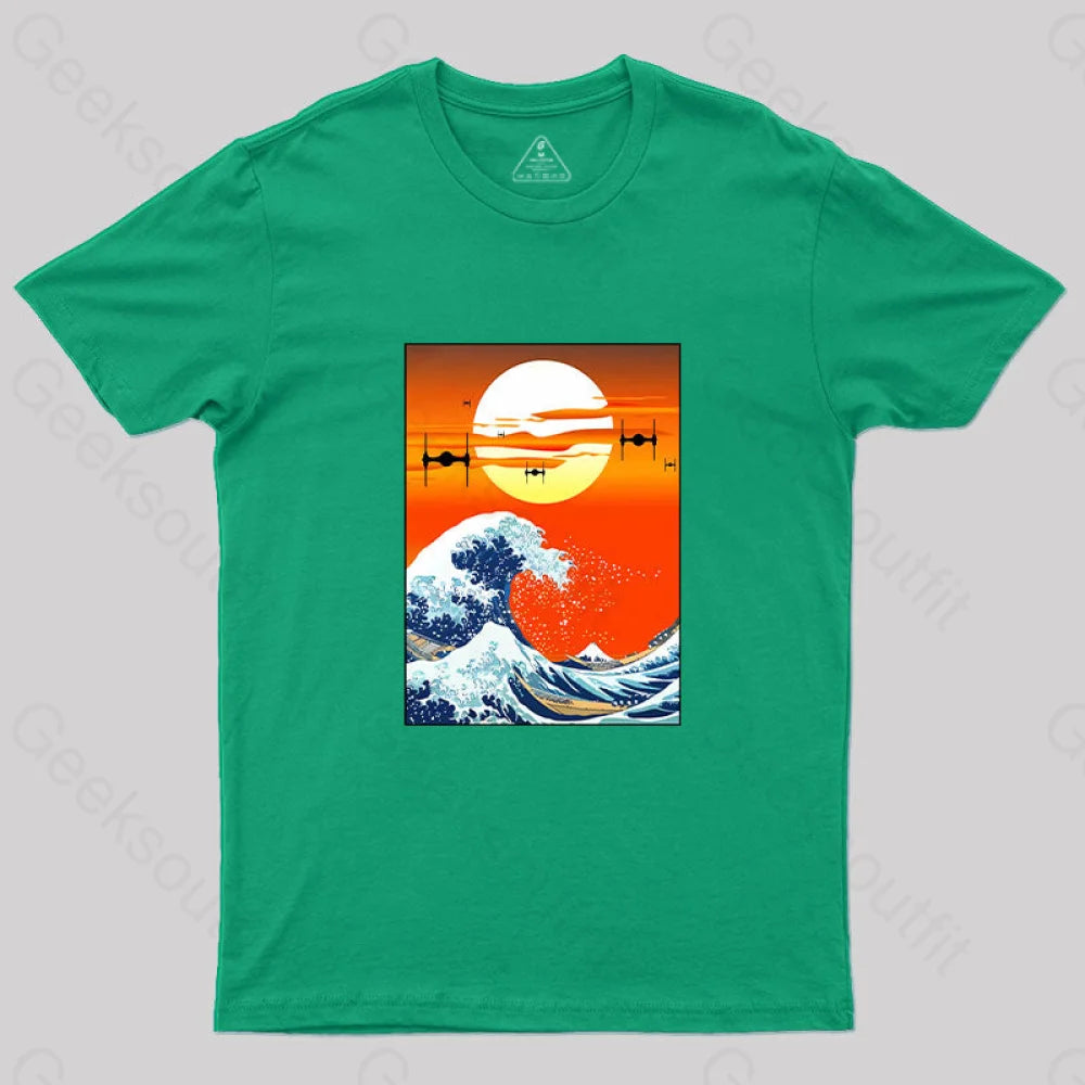Meets Hokusai T-Shirt Green / S