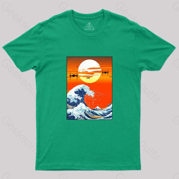 Meets Hokusai T-Shirt Green / S