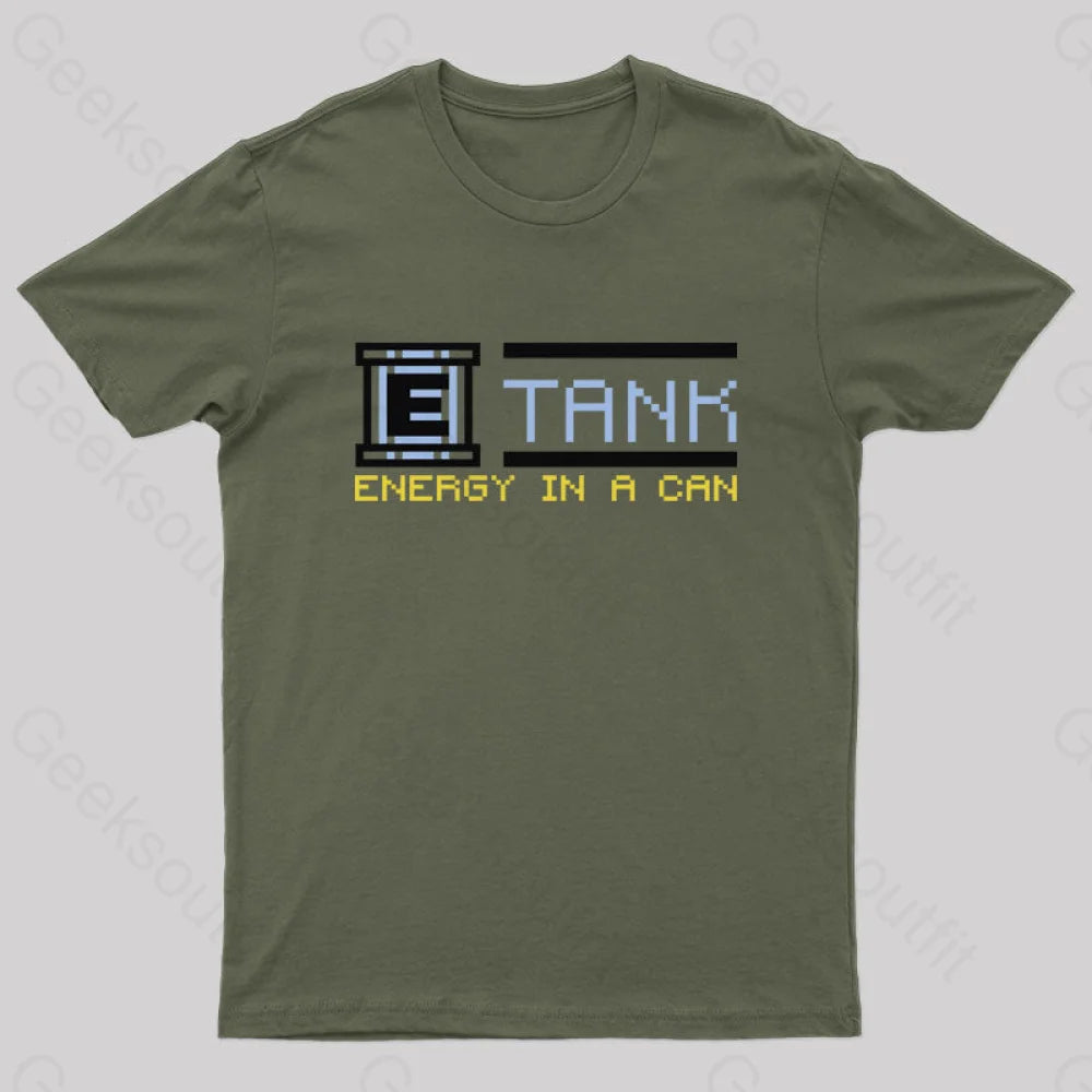 Megaman - E Tank Geek T-Shirt Army Green / S