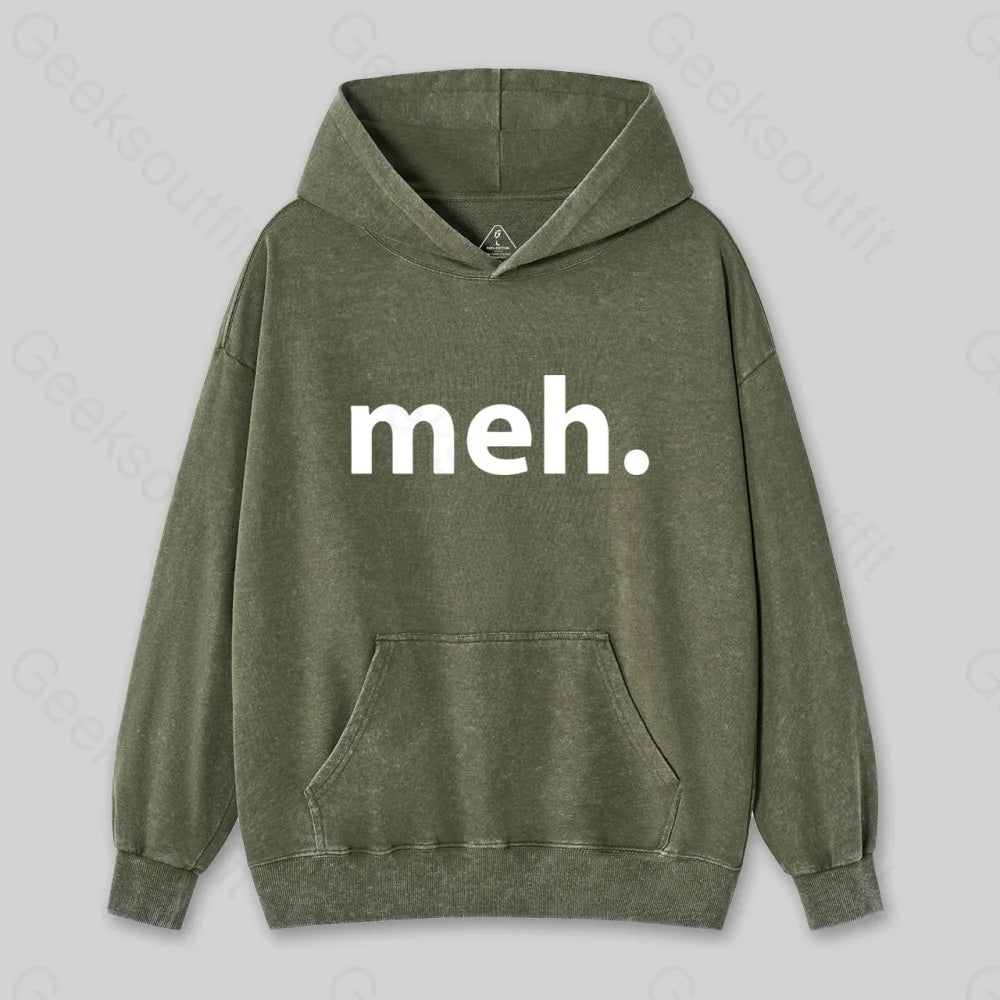 Meh Washed Hoodie Army Green / S