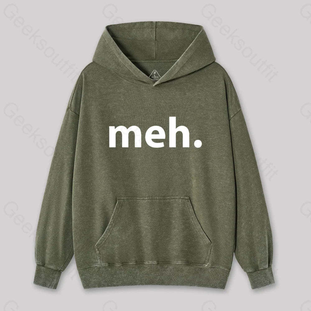 Meh Washed Hoodie Army Green / S