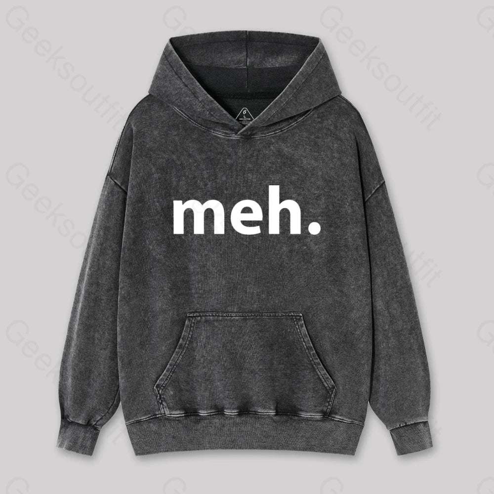 Meh Washed Hoodie Black / S