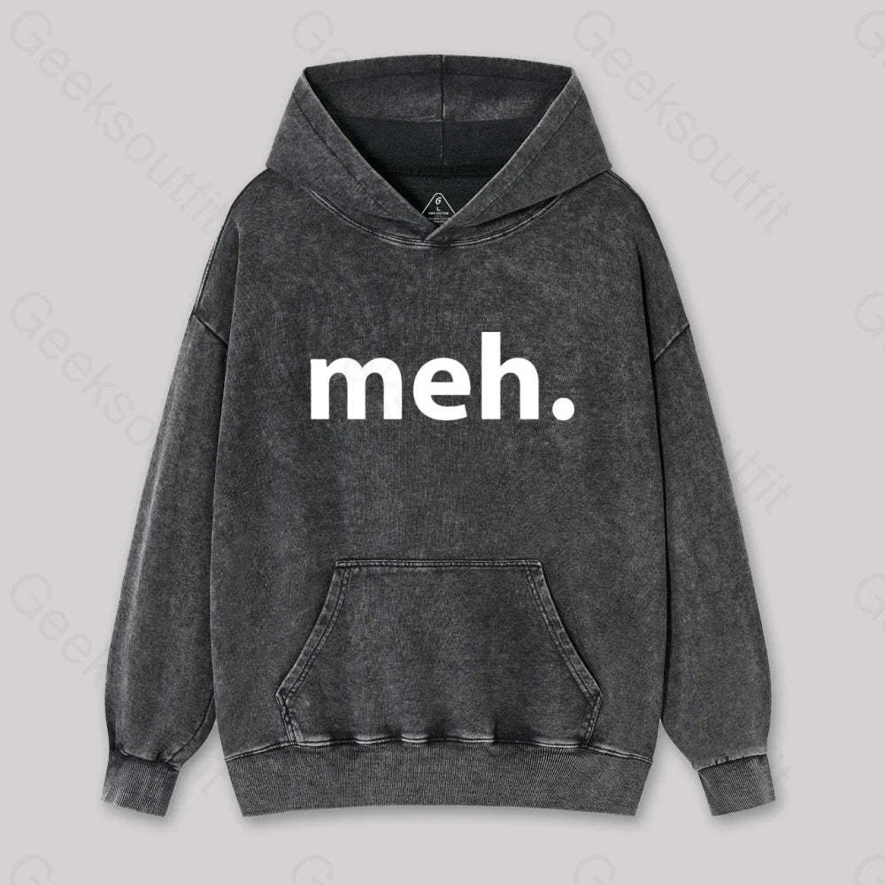 Meh Washed Hoodie Black / S