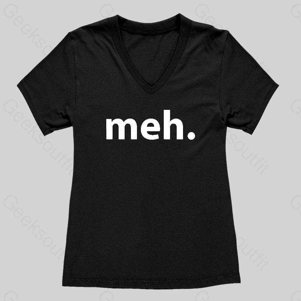 Meh Women's V-Neck T-shirt - Geeksoutfit