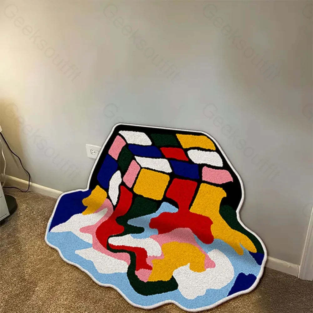 Melt The Rubik’s Cube Imitation Wool Rug 80X80Cm