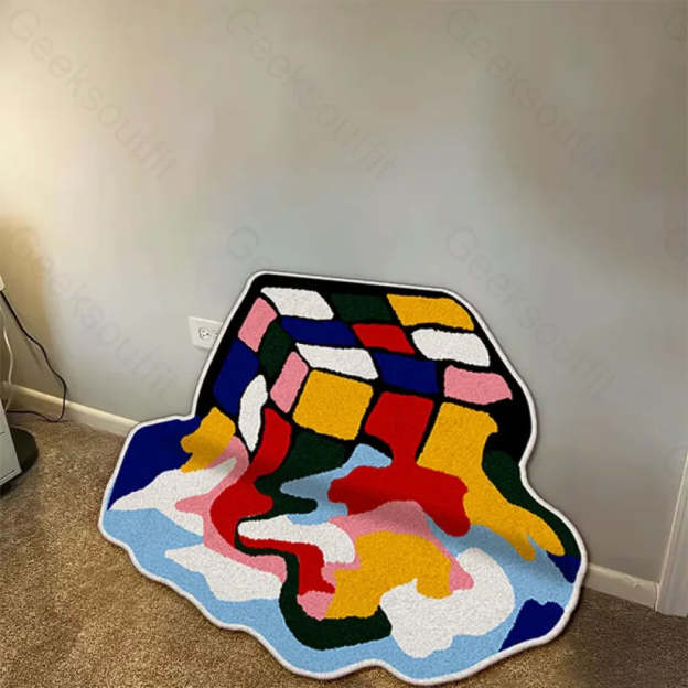 Melt The Rubik’s Cube Imitation Wool Rug 80X80Cm