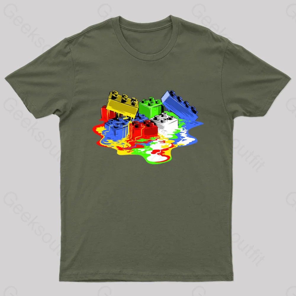 Melting Bricks T-Shirt Army Green / S