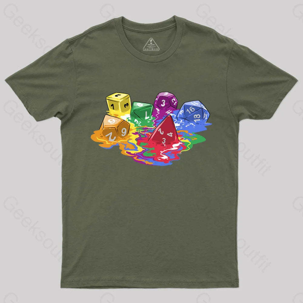 Melting Dice T-Shirt Army Green / S