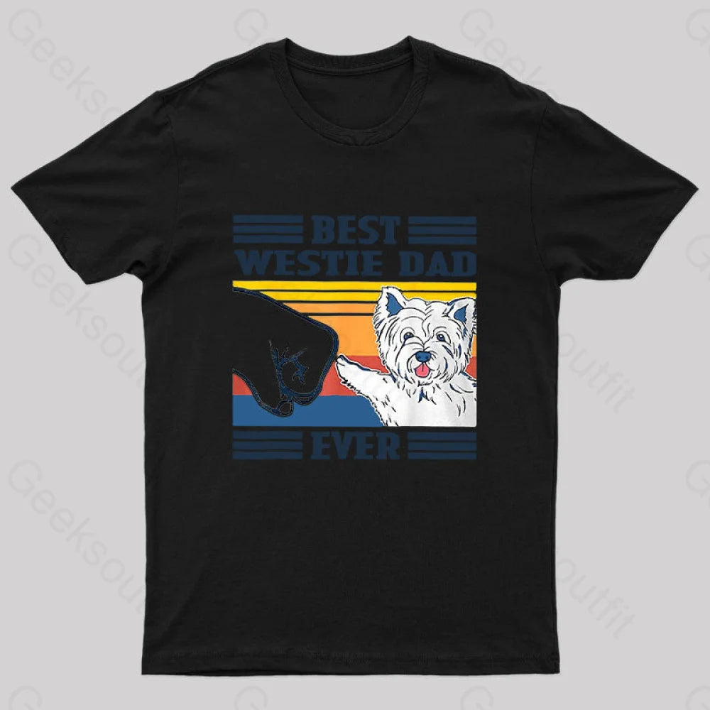 Mens Best Westie Dad Nerd T-Shirt Black / S