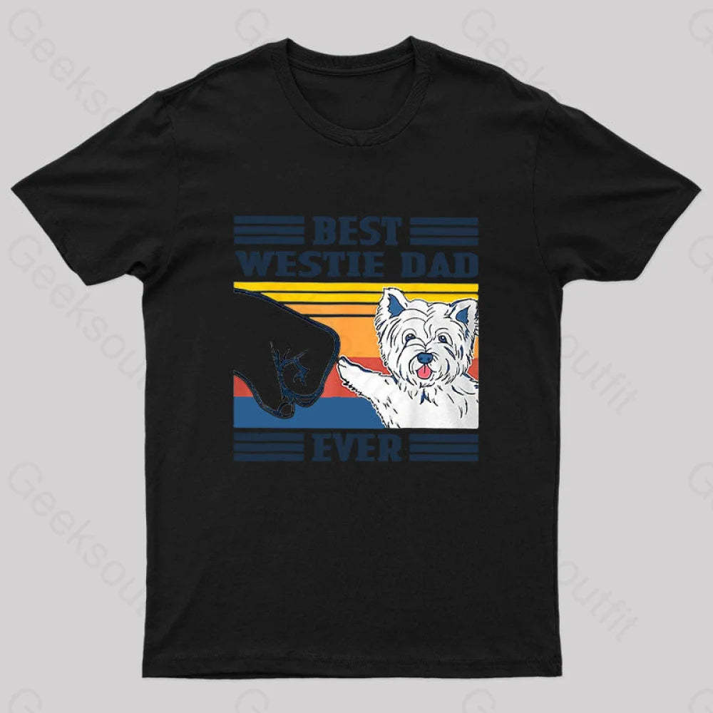 Mens Best Westie Dad Nerd T-Shirt Black / S