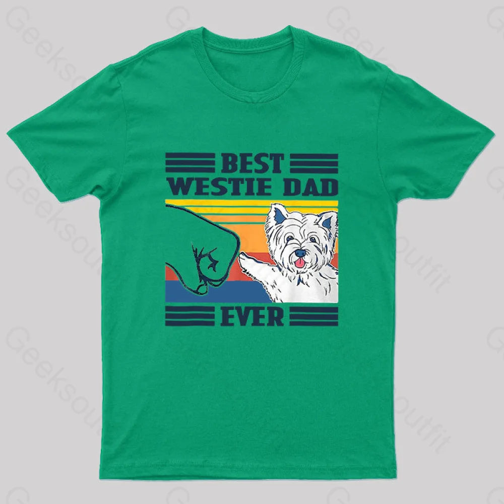 Mens Best Westie Dad Nerd T-Shirt Green / S