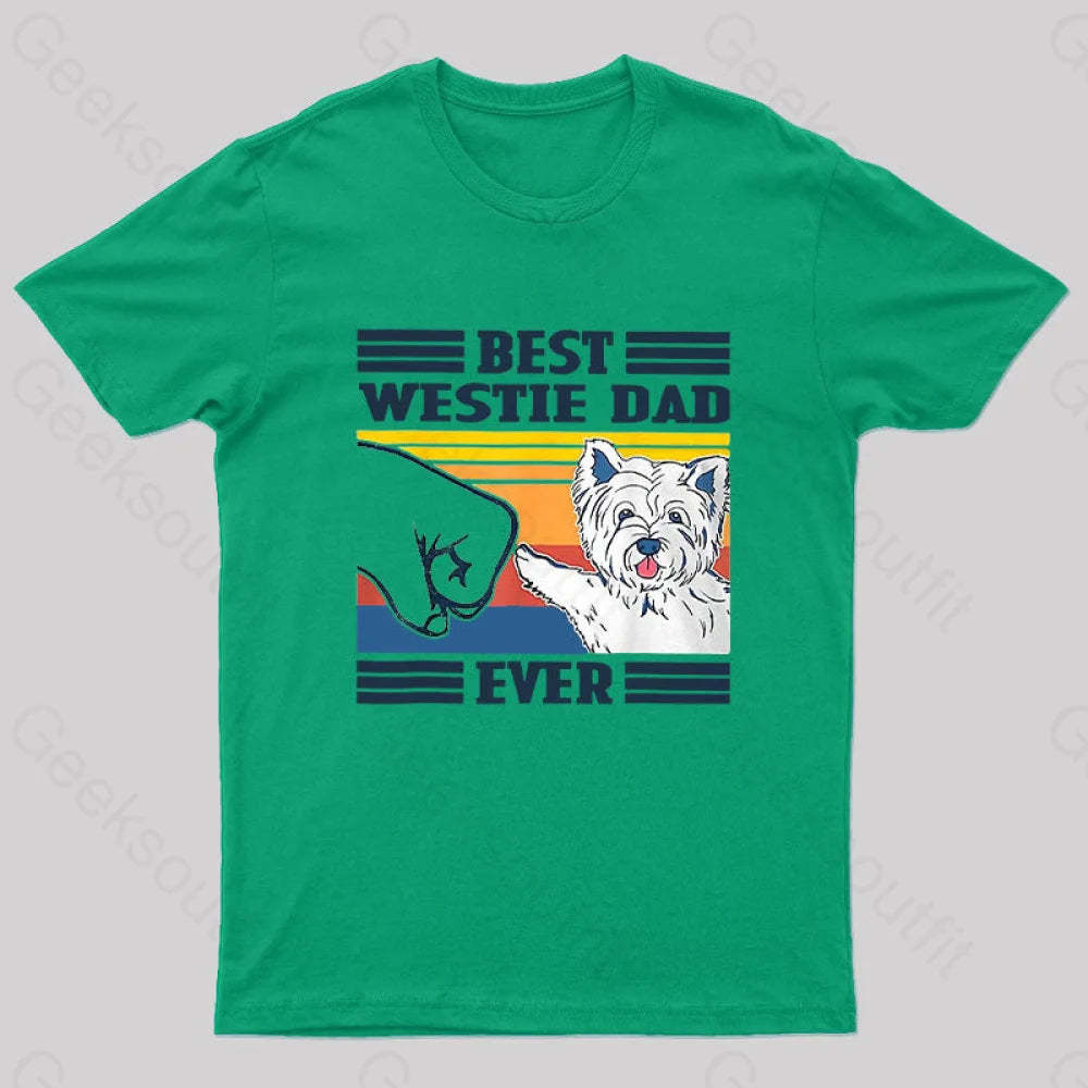 Mens Best Westie Dad Nerd T-Shirt Green / S