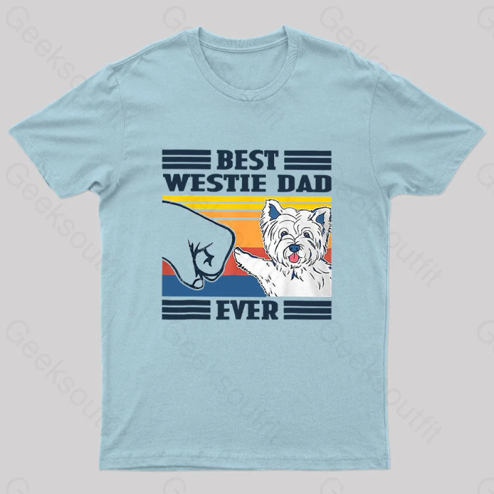 Mens Best Westie Dad Nerd T-Shirt Light Blue / S