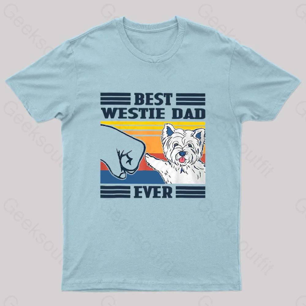 Mens Best Westie Dad Nerd T-Shirt Light Blue / S