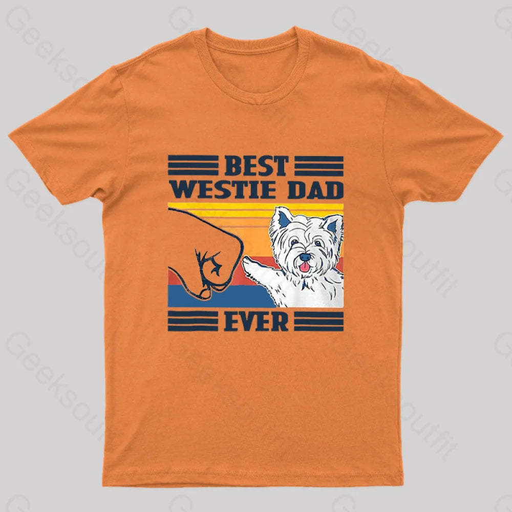 Mens Best Westie Dad Nerd T-Shirt Orange / S