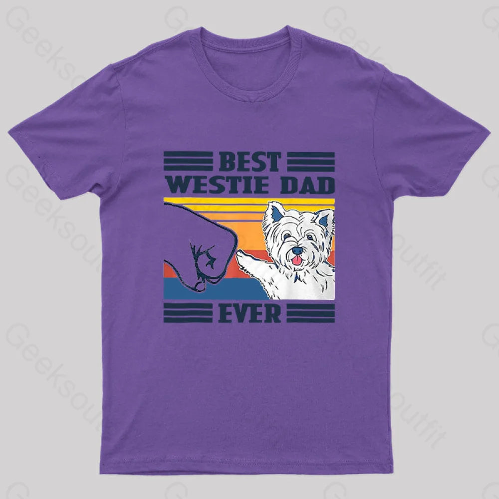 Mens Best Westie Dad Nerd T-Shirt Purple / S