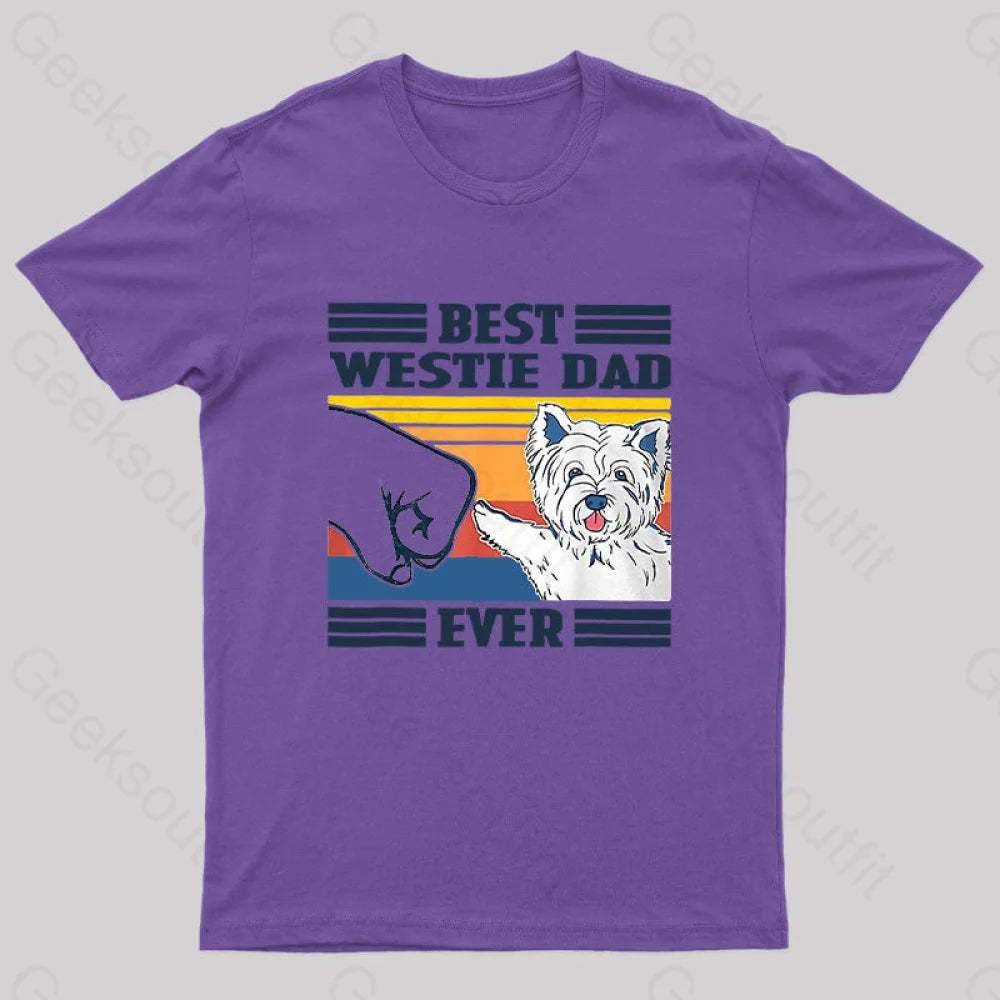Mens Best Westie Dad Nerd T-Shirt Purple / S
