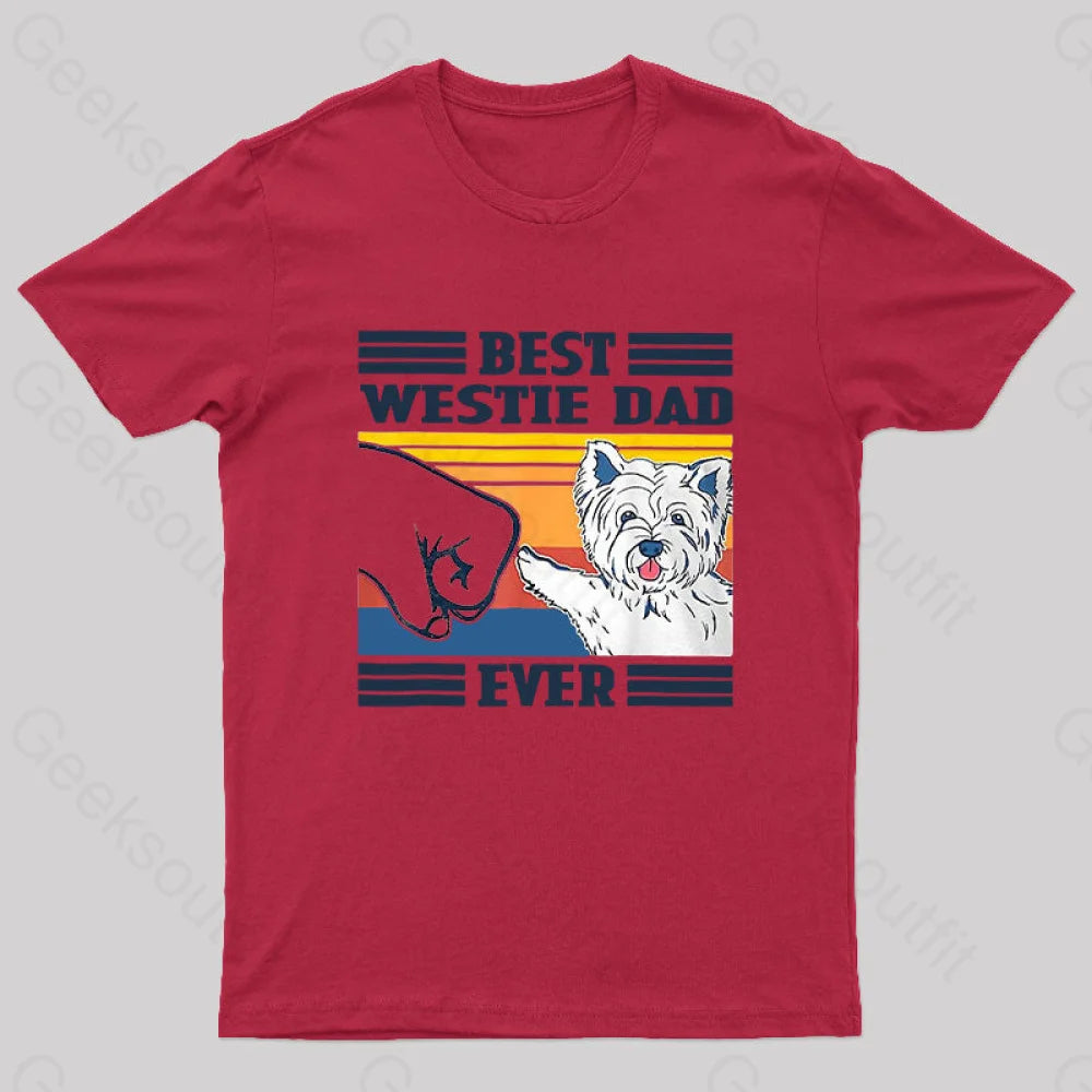 Mens Best Westie Dad Nerd T-Shirt Red / S