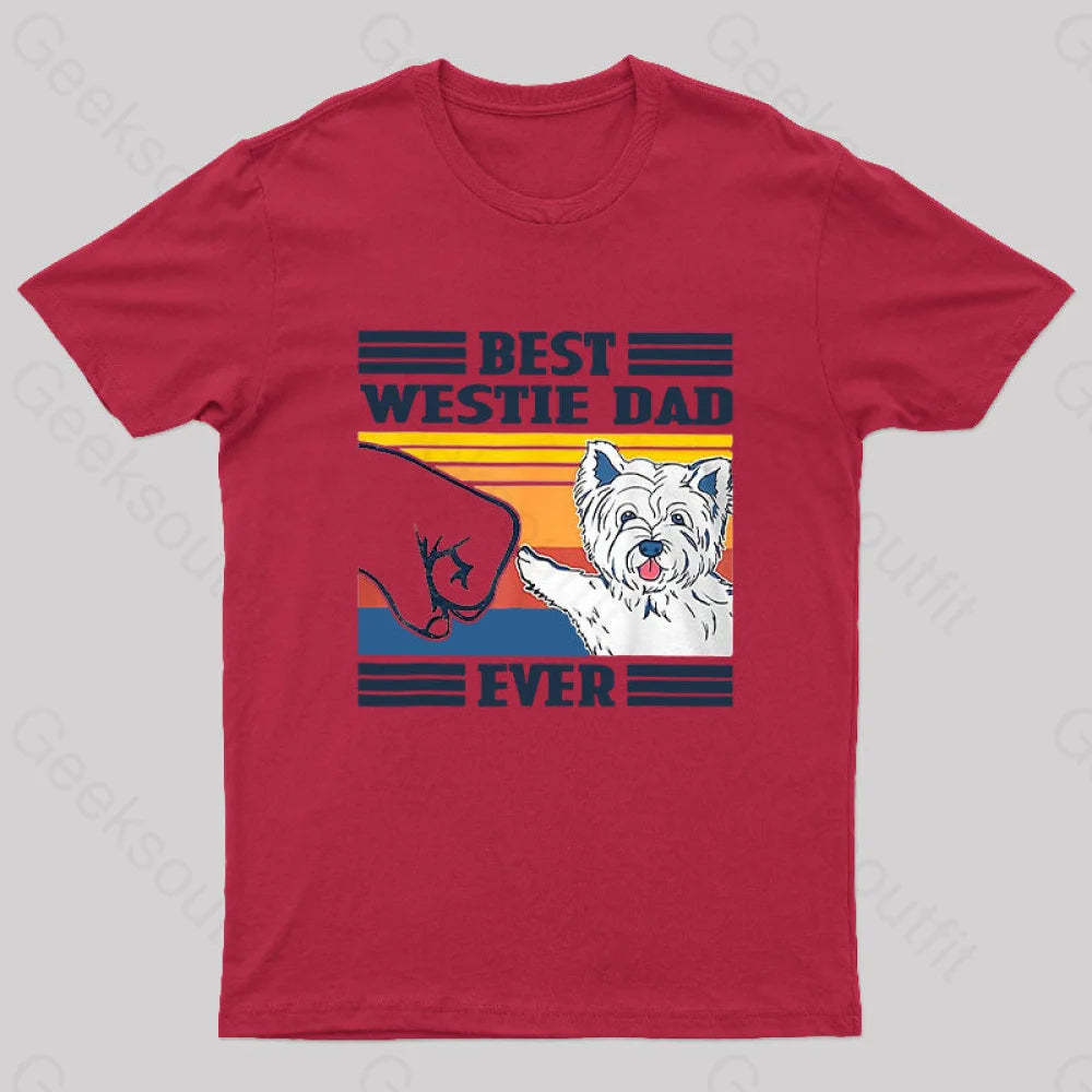 Mens Best Westie Dad Nerd T-Shirt Red / S
