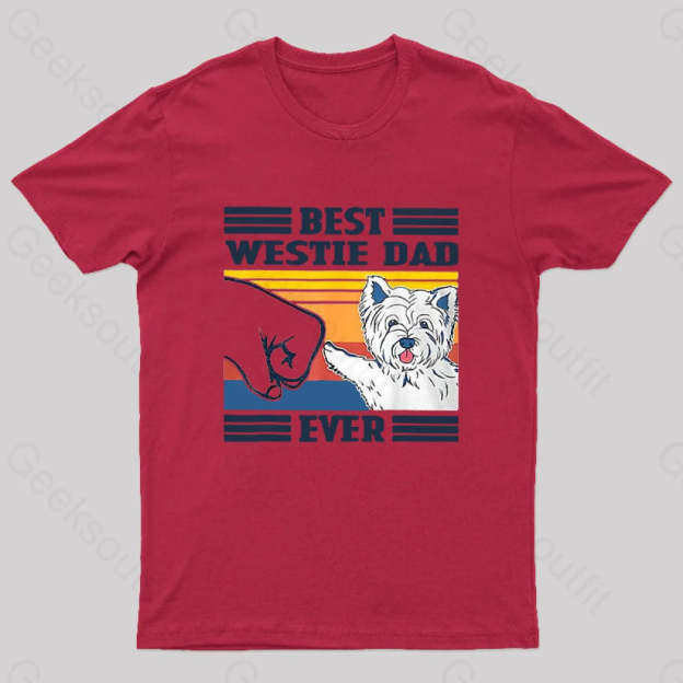 Mens Best Westie Dad Nerd T-Shirt Red / S