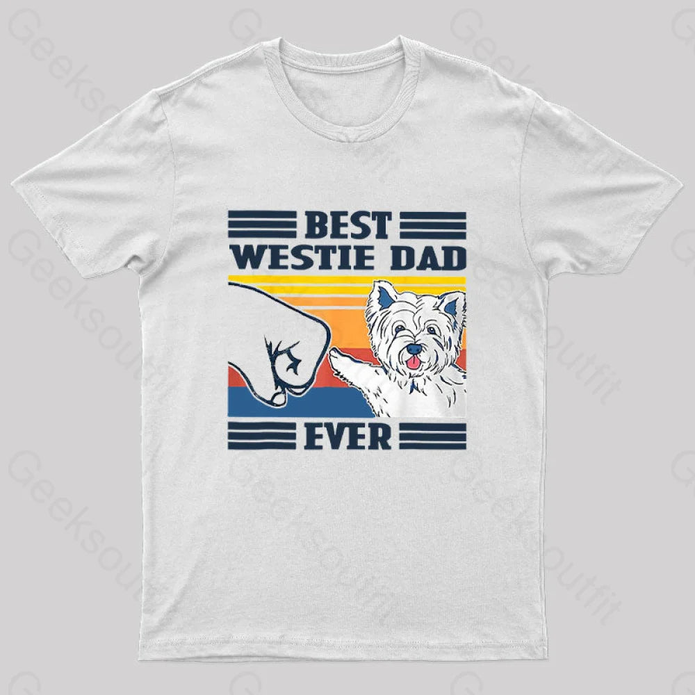 Mens Best Westie Dad Nerd T-Shirt White / S