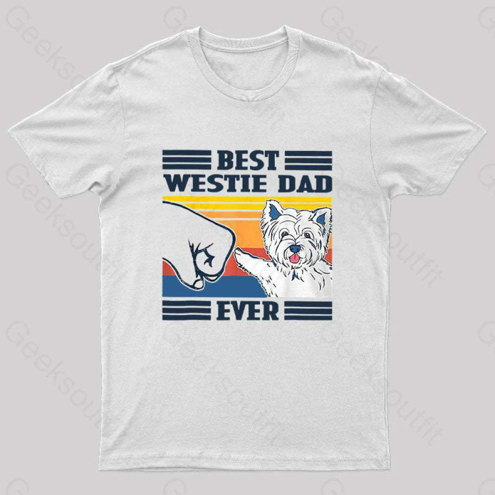 Mens Best Westie Dad Nerd T-Shirt White / S