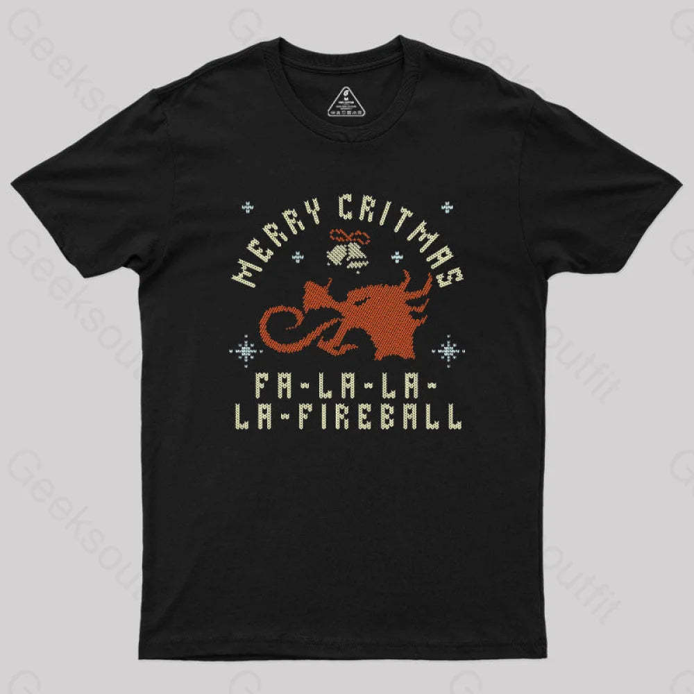 Merry Critmas Fireball T-Shirt Black / S