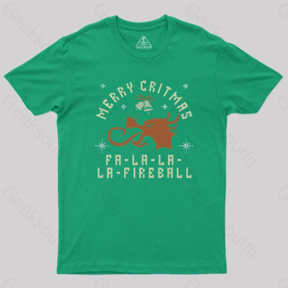 Merry Critmas Fireball T-Shirt Green / S