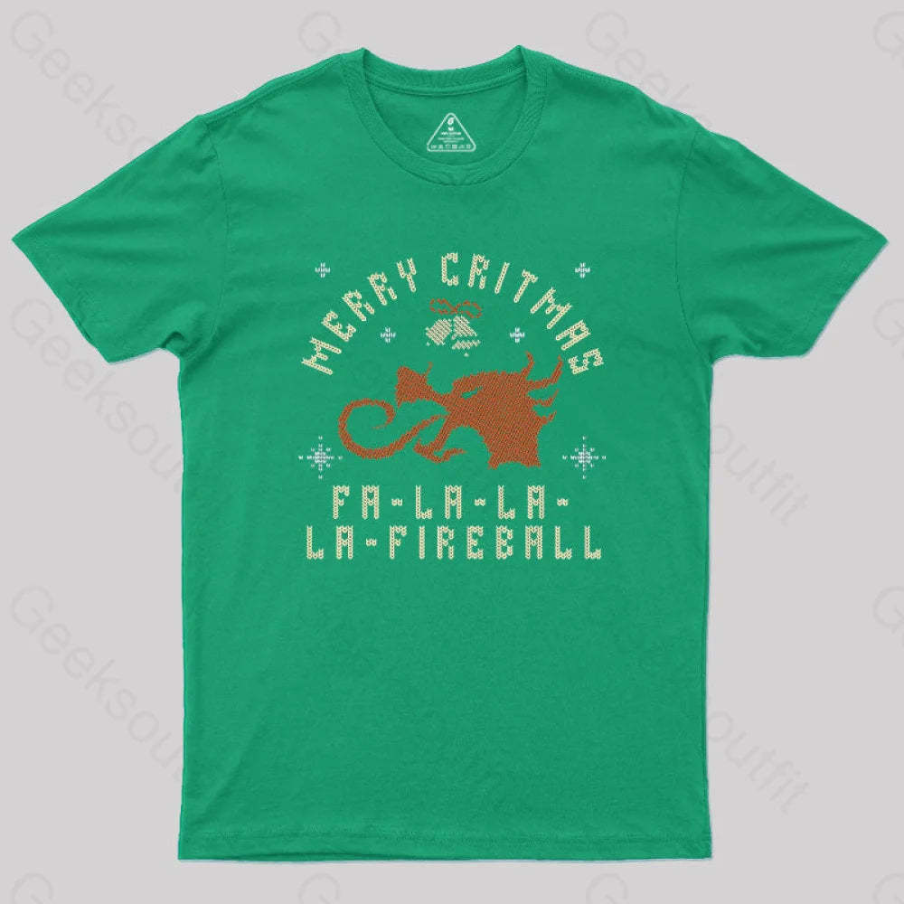 Merry Critmas Fireball T-Shirt Green / S