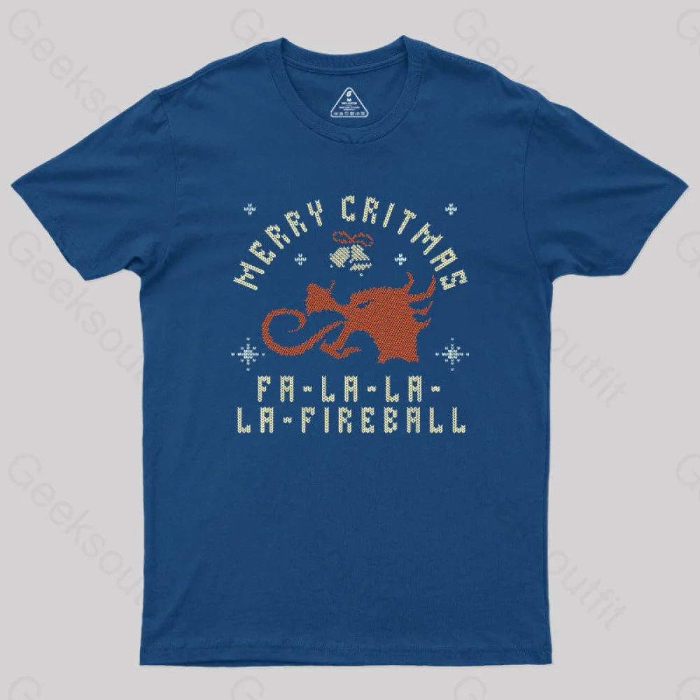 Merry Critmas Fireball T-Shirt Navy / S