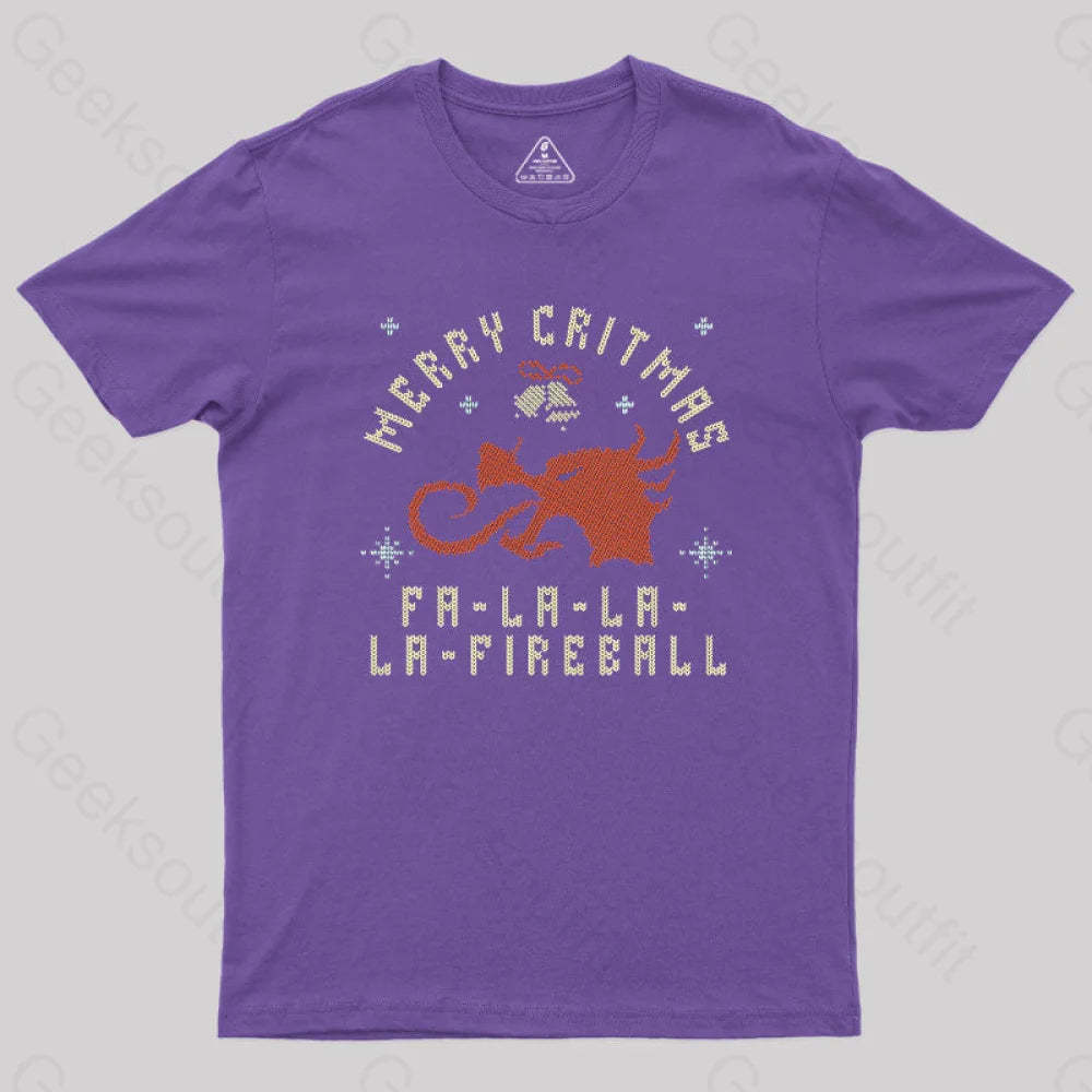 Merry Critmas Fireball T-Shirt Purple / S